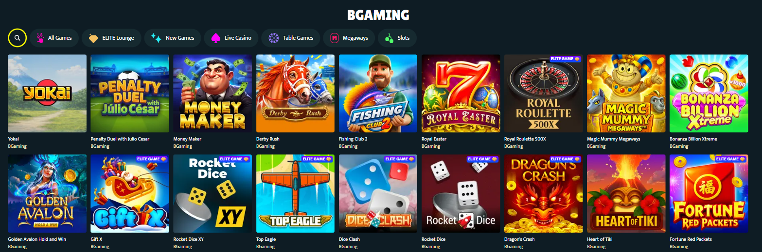 BGamings utbud på SlotSpice med Bonanza Billion Xtreme, Rocket Dice XY och Dragon's Crash